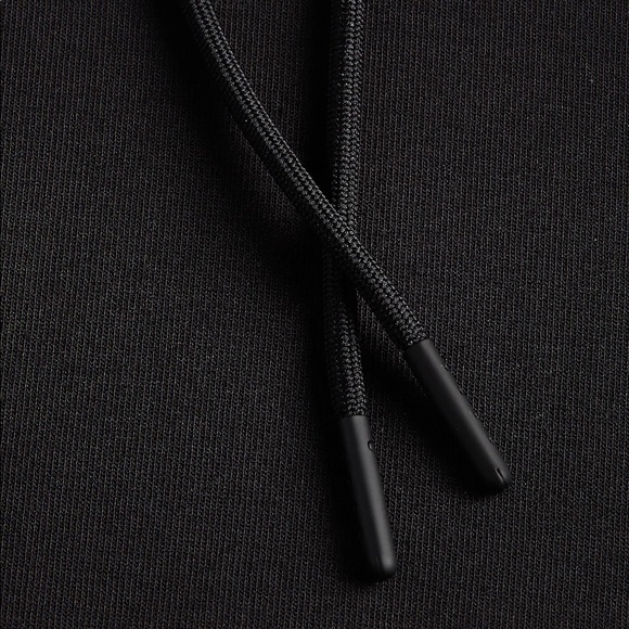 EXPRESS Solid Double Knit Relaxed Hoodie - BLACK - Picture 7 of 9